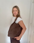 Brown Faux Suede Weave Tote Bag