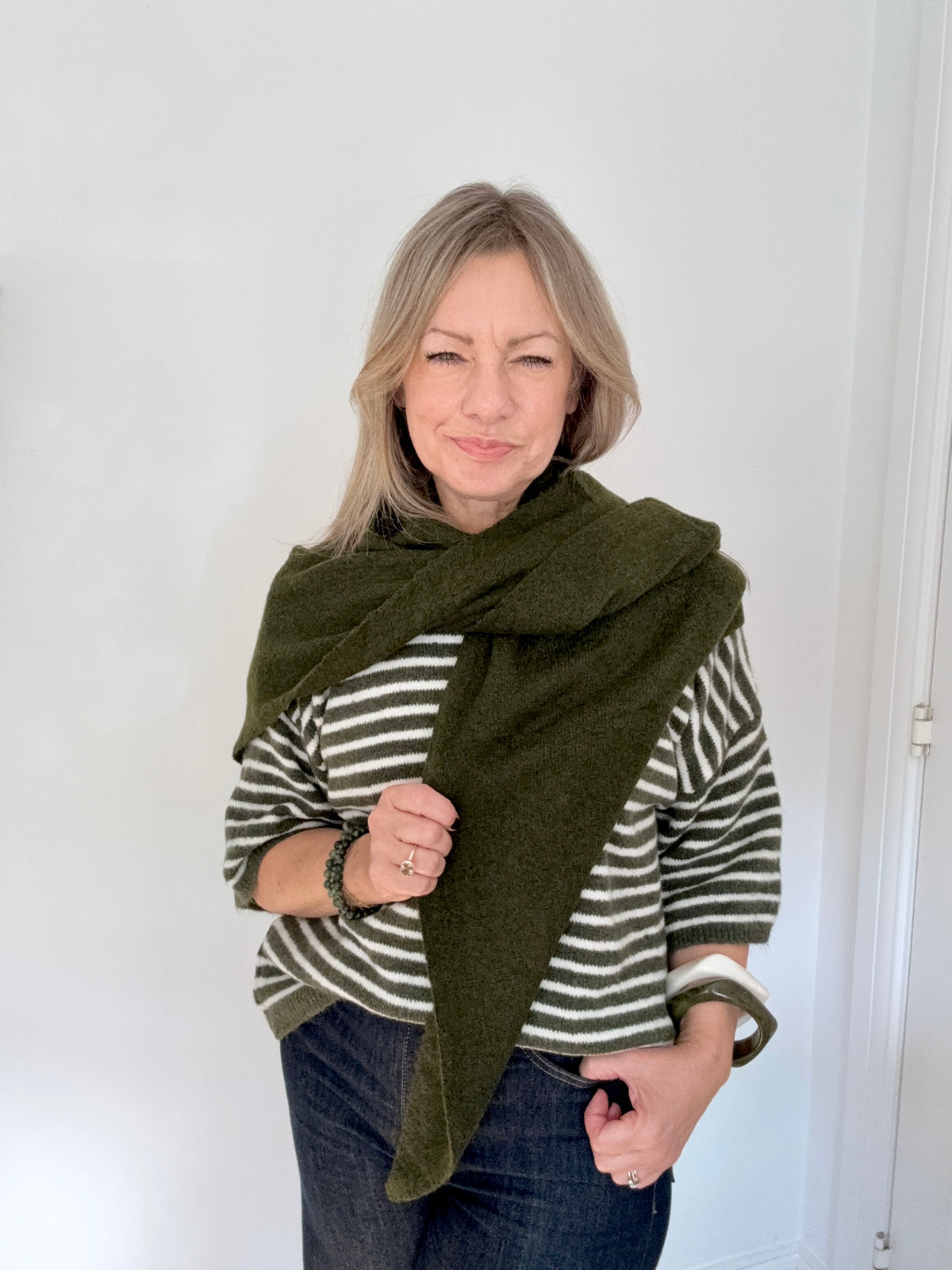 Khaki Plain Large Triangle Scarf