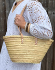 Natural Straw Tote Bag with Zip Top