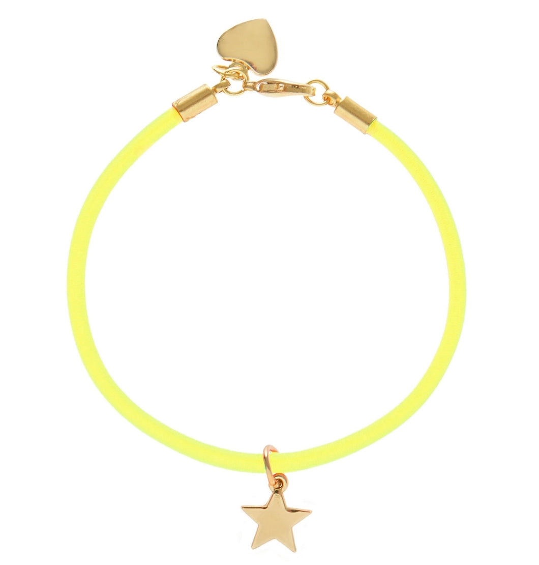 Neon Yellow & Gold Star Bracelet