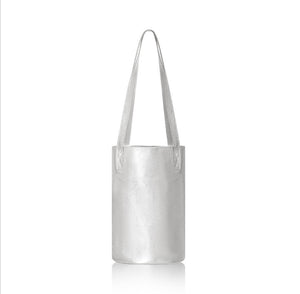Silver Leather Round Based Tote