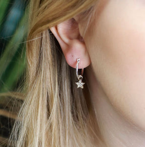Silver Hoop & Gold Star Earrings