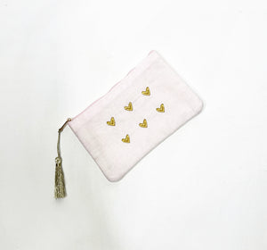 Baby Pink Hearts Small Make Up Bag