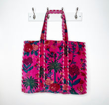 Load image into Gallery viewer, Pink Velvet Tapestry Print Large Tote Bag
