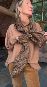 Tan Small Animal Print Scarf