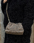 Leopard Suede Clutch/ Crossbody Bag