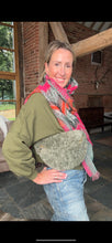 Load image into Gallery viewer, Khaki Animal Print, Bright Pink &amp; Orange Chevron Scarf
