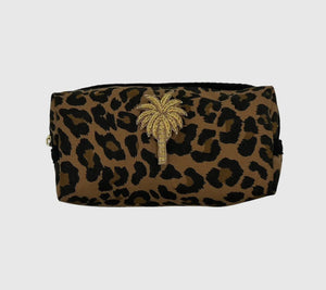 Leopard Print Palm Tree Make Up Bag