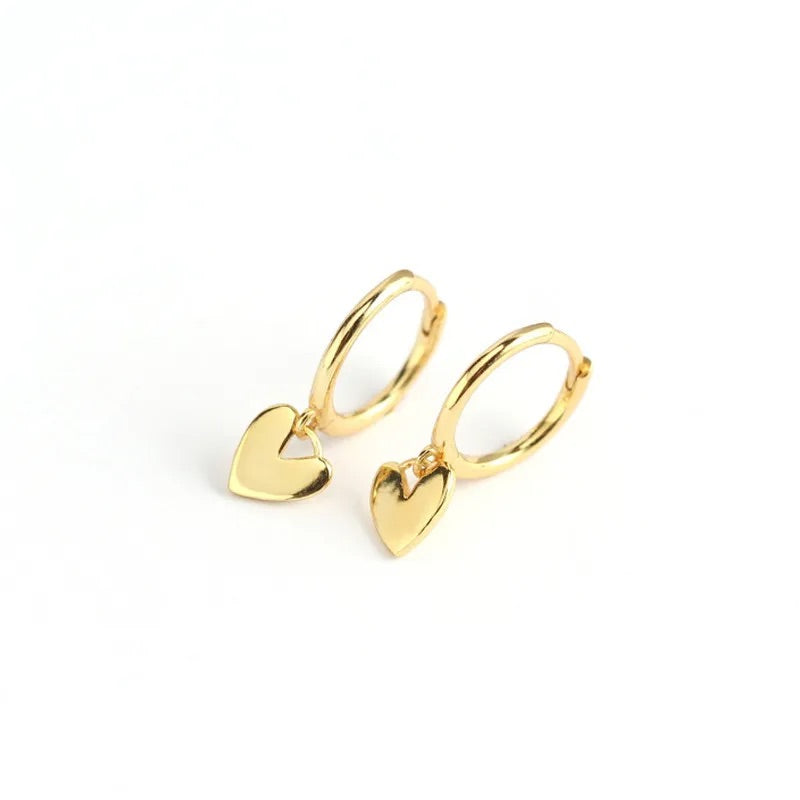 Gold Heart Hoop Huggies