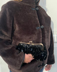 Black Sequin Clutch/ Crossbody Bag - Small