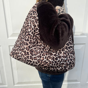 Leopard Print Quilted Tote Bag