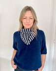 Navy & Grey Stripe Knitted Triangle Scarf/ Necktie