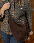 Dark Brown Suede XL Crossbody Swing Bag