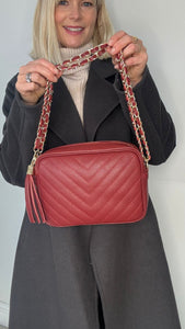 Burgundy Chevron Tassel Bag