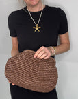 Brown Raffia Cloud Bag