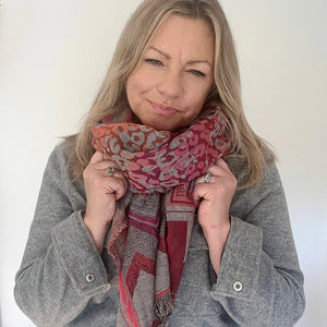 Grey Mix Animal Print Scarf