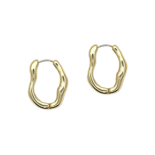 Gold Wavy Hoop Earrings