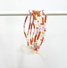 Load image into Gallery viewer, Pink, Orange &amp; White Beaded Stretch Bracelets
