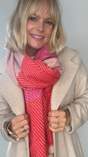 Load image into Gallery viewer, Preorder for dispatch w/c 30/9 - Red &amp; Pink Mix Stripe Blanket Scarf
