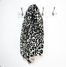 Load image into Gallery viewer, Black &amp; Cream Animal Print Blanket Scarf
