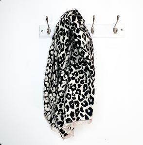 Black & Cream Animal Print Blanket Scarf