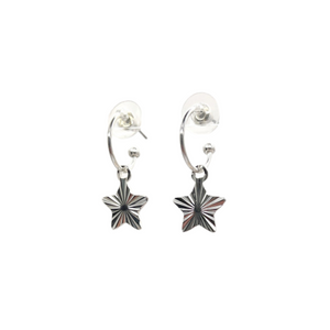 Silver Hoop & Textured Star Earrings