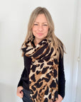 Brown & Tan Mix Animal Print Midweight Scarf