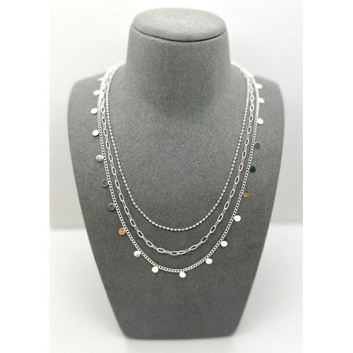 Silver Layered Chain Necklace