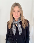 Grey Mix Animal Print Square Satin Scarf/ Necktie