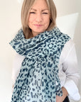 Blue Mix Leopard Print Scarf