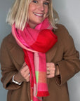 Bright Pink & Red Luxury Scarf