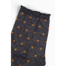 Laden Sie das Bild in den Galerie-Viewer, Navy Sparkly Gold Star Print Socks
