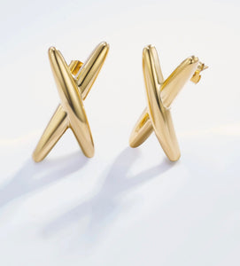 Gold Cross Stud Earrings