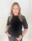 Black Faux Fur Trim Jumper