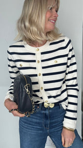 Navy Chevron Tassel Bag