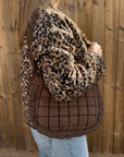 Chocolate Quilted Fabric Shoulder/ Crossbody Bag