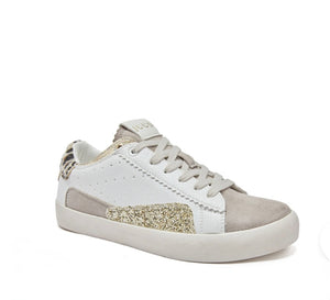 Grey & Gold Leopard Heel Trainers