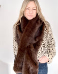 Dark Brown Faux Fur Wide Long Scarf/ Wrap