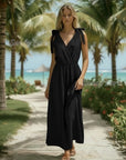 Black Bow Shoulder Maxi Dress