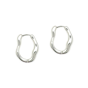 Silver Wavy Hoop Earrings