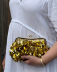 Gold Sequin Clutch/ Crossbody Bag - Small