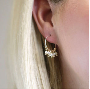 Silver Hoop with Gold Bead & Pearl Earrings