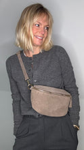 Afbeelding in Gallery-weergave laden, Preorder for dispatch w/c 31/3  - Suede Large Dark Taupe Crossbody/ Waist Bag
