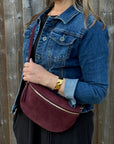 Suede Large Burgundy Crossbody/ Waist Bag