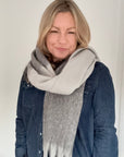Tonal Grey Mix Fluffy Blanket Scarf