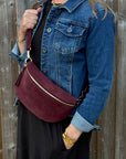 Suede Large Burgundy Crossbody/ Waist Bag