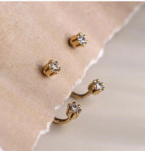 Load image into Gallery viewer, Gold Crystal Lobe Hugger Earrings
