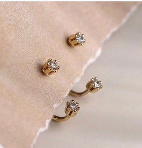 Gold Crystal Lobe Hugger Earrings