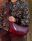 Burgundy Crossbody Wide Strap Swing Bag