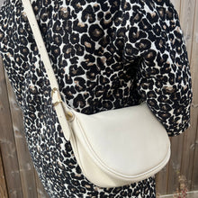 Load image into Gallery viewer, Cream Double Buckle Strap Swing Crossbody Bag
